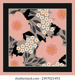 black scarf with flower pattern design