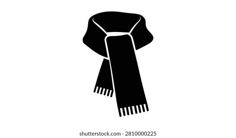 Black scarf with fringed ends a simple silhouette winter neckwear fashion
