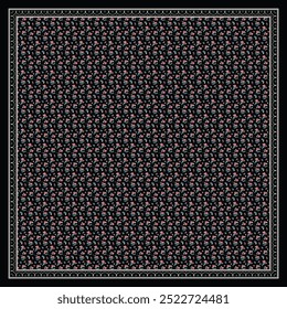 black scarf hijab design with cute flower pattern image