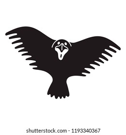 Black scary bird icon. Simple illustration of black scary bird vector icon for web design isolated on white background