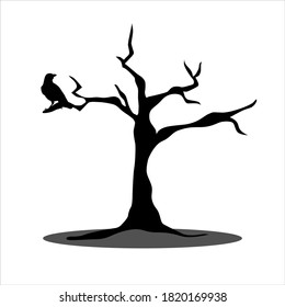 miedo negro de cuervos en el icono del árbol tan espeluznante para el Día de Halloween.