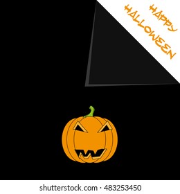 Black scary Halloween card with a pumpkin and place for text.