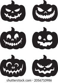 Black Scary Halloween Pumpkin Design Stock Vector (Royalty Free ...