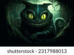 Black scary shadows and the face of a cheshire cat