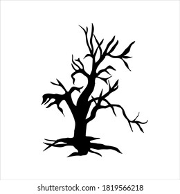 black scary tree icon so creepy for Halloween Day.