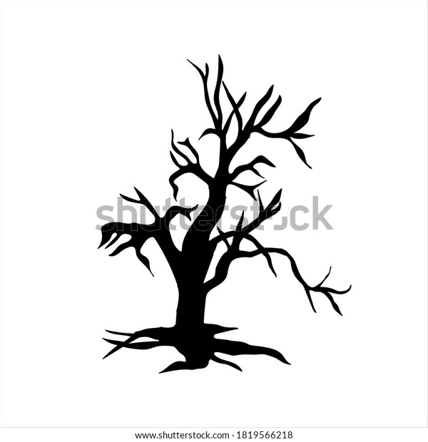 Black Scary Tree Icon Creepy Halloween Stock Vector (Royalty Free ...