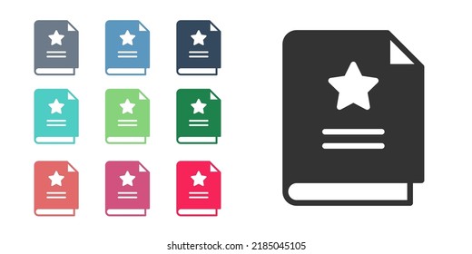 Black Scenario icon isolated on white background. Script reading concept for art project, films, theaters. Set icons colorful. Vector