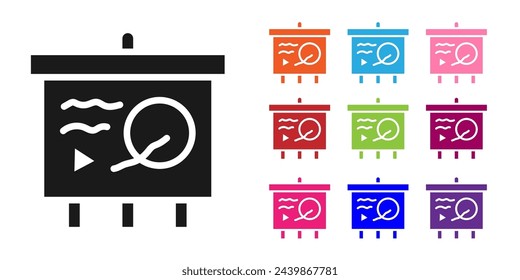 Black Scenario on chalkboard icon isolated on white background. Script reading concept for art project, films, theaters. Set icons colorful. Vector