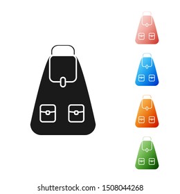 Black School backpack icon isolated on white background. Set icons colorful. Vector Illustration