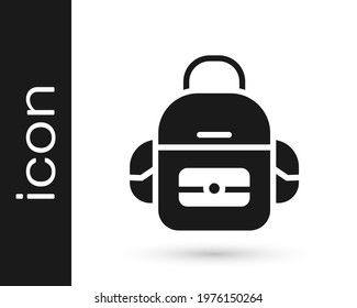 Black School backpack icon isolated on white background.  Vector