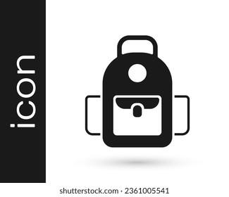 Black School backpack icon isolated on white background.  Vector