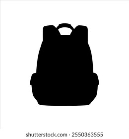 Black school bag silhouette vector illustration on white background

