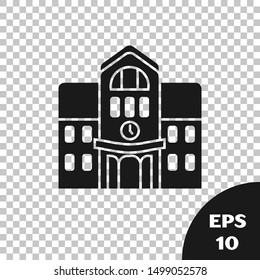 Black School building icon isolated on transparent background.  Vector Illustration