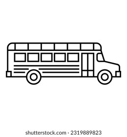 black school bus icon. flat vector illustration.