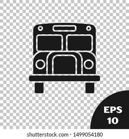 Black School Bus icon isolated on transparent background. Public transportation symbol.  Vector Illustration