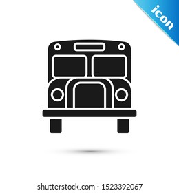 Black School Bus icon isolated on white background. Public transportation symbol.  Vector Illustration
