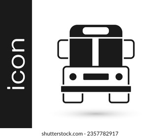 Black School Bus icon isolated on white background. Public transportation symbol.  Vector