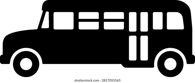 Black school bus icon. transport for students. safe journey to school and educational trips.