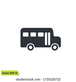 Black School Bus icon. Vector Illustration, design element eps 10