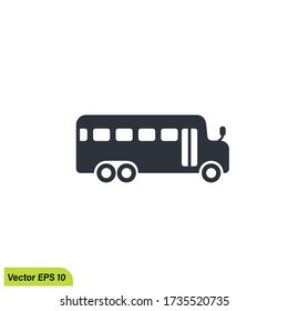 Black School Bus icon. Vector Illustration, design element eps 10