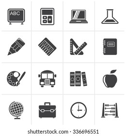 Black School and education icons - vector icon set