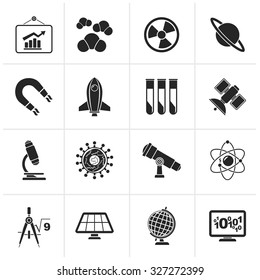 Black science, research and education Icons - Vector Icon set