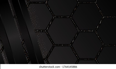 Schwarzer wissenschaftlicher Hintergrund mit Kopienraum, Vektorgrafik.