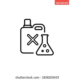 Black scientific lab ware line icon, simple chemical bottles flat design vector pictogram, infographic vector for app logo web website button ui ux interface elements isolated on white background