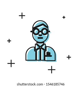 Black Scientist icon isolated on white background.  Vector Illustration