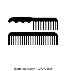 black scissor and comb bursh icons for hairstyle, hair cutting, also tailor and barbershop background