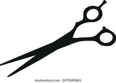 Black scissor icon flat style. Silhouette for your design, logotype, postcard, label. 
