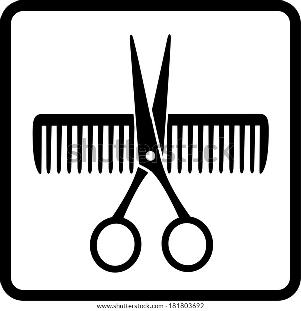 black\
scissors and comb on white background in\
frame
