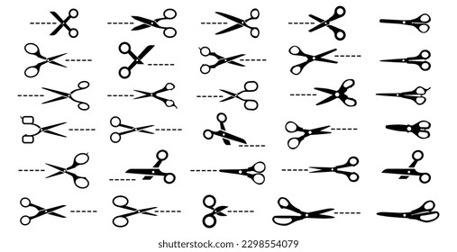 Black scissors coupon collection. Set of black coupon symbol