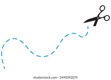 black scissors cut set on white background. Vector illustration.
