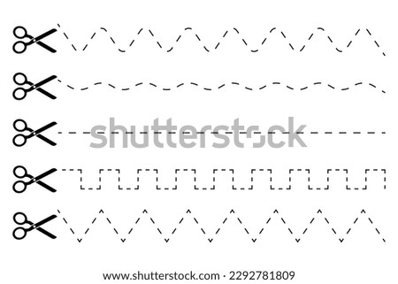 black scissors cut set on white background. Vector illustration.