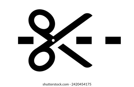 Icono de línea de corte de tijeras negras