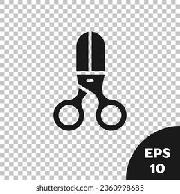 Black Scissors hairdresser icon isolated on transparent background. Hairdresser, fashion salon and barber sign. Barbershop symbol.  Vector
