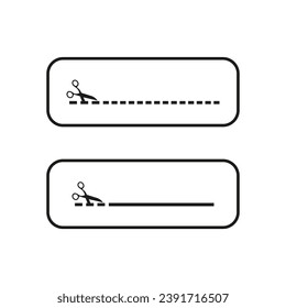 Black scissors icon with cut lines. Vector illustration .EPS 10.