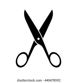 Black scissors icon on white background