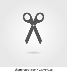 black scissors icon with shadow. logo design vector illustration