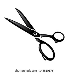 Black scissors on a white background