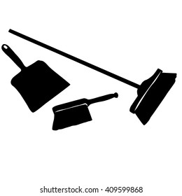 Black Scoop Brush Broom Silhouette On A White Background