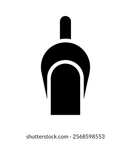 Black scoop icon on white background. Concept of measurement, portion, and ingredient.