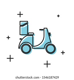 Black Scooter delivery icon isolated on white background. Delivery service concept.  Vector Illustration