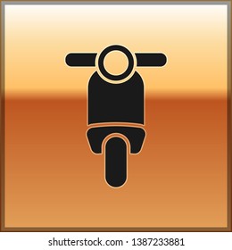 Black Scooter icon isolated on gold background. Vector Illustration