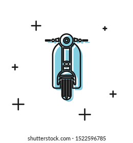 Black Scooter icon isolated on white background.  Vector Illustration