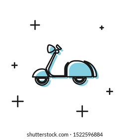 Black Scooter icon isolated on white background.  Vector Illustration