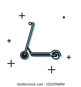 Black Scooter icon isolated on white background.  Vector Illustration