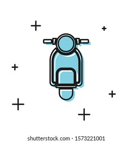 Black Scooter icon isolated on white background.  Vector Illustration