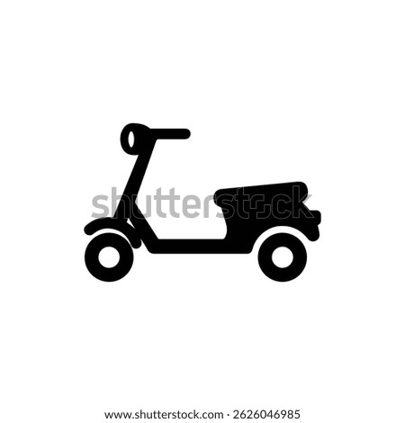 Black Scooter Icon in Side View with Simple Frame and Two Wheels